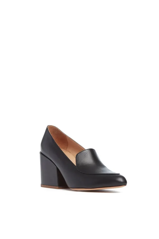 Women Pumps Gabriela Hearst Adrian Block Heel Loafer In Black Nappa Leather