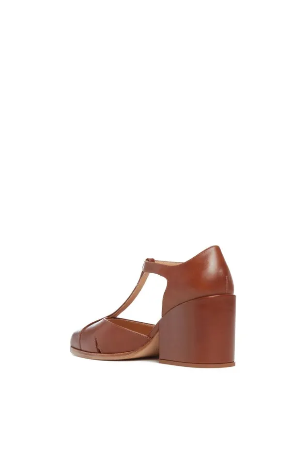 Women Pumps Gabriela Hearst Hawes TStrap Heel In Cognac Leather