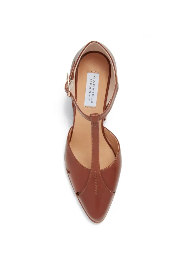 Women Pumps Gabriela Hearst Hawes TStrap Heel In Cognac Leather