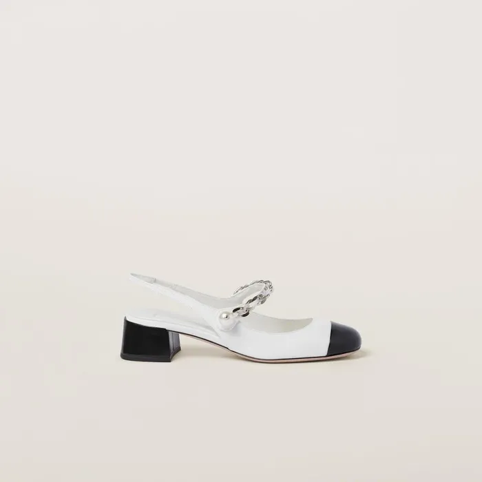 Women Pumps Miu Miu Twotone Patent Leather Slingback Pumps Whiteblack Women Pumps Miu Miu Twotone Patent Leather Slingback Pumps Whiteblack