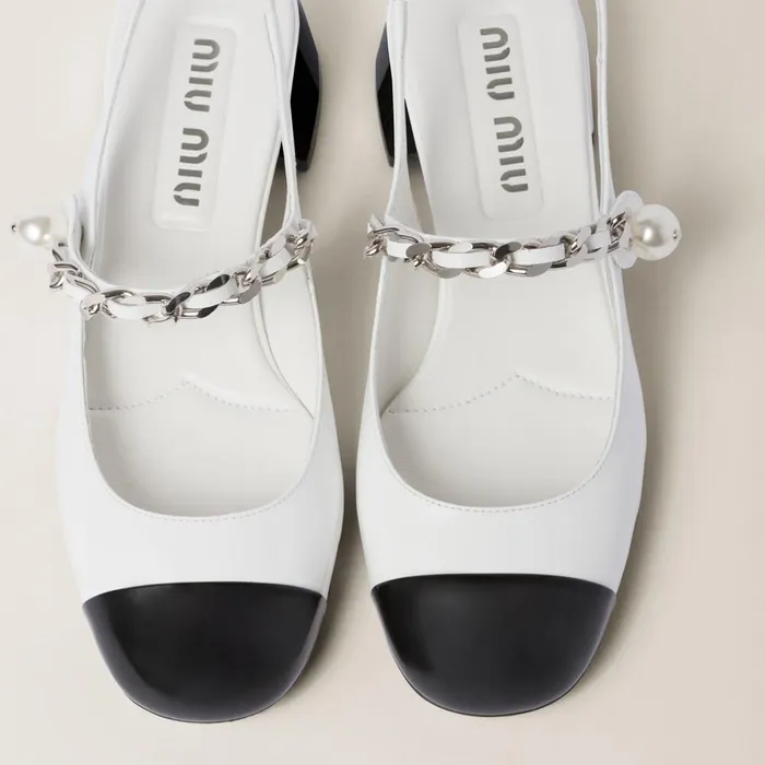 Women Pumps Miu Miu Twotone Patent Leather Slingback Pumps Whiteblack Women Pumps Miu Miu Twotone Patent Leather Slingback Pumps Whiteblack