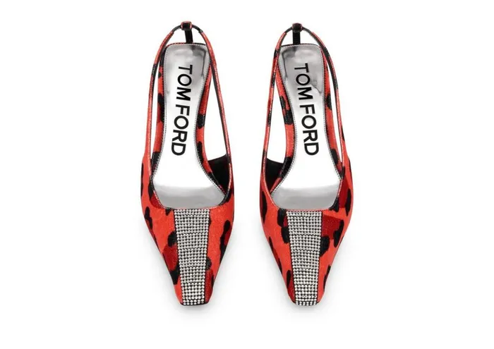 Women Pumps Tom Ford Bejewelled Velvet Slingback Candy Redblack Crystal Women Pumps Tom Ford Bejewelled Velvet Slingback Candy Redblack Crystal