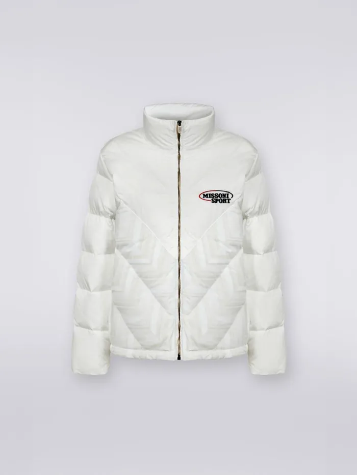 Women Quilted Jacket With Chevron Inserts And Logo White Missoni Sport