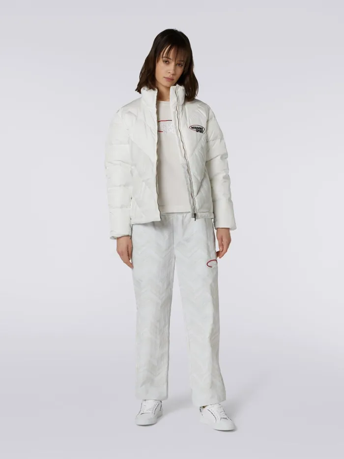 Women Quilted Jacket With Chevron Inserts And Logo White Missoni Sport Women Quilted Jacket With Chevron Inserts And Logo White Missoni Sport