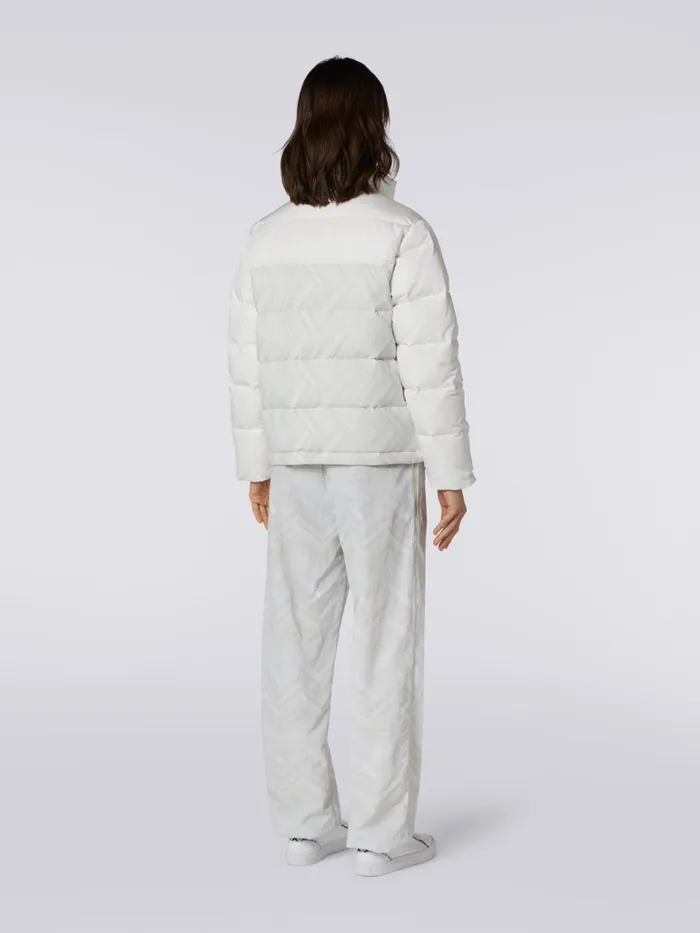 Women Quilted Jacket With Chevron Inserts And Logo White Missoni Sport Women Quilted Jacket With Chevron Inserts And Logo White Missoni Sport