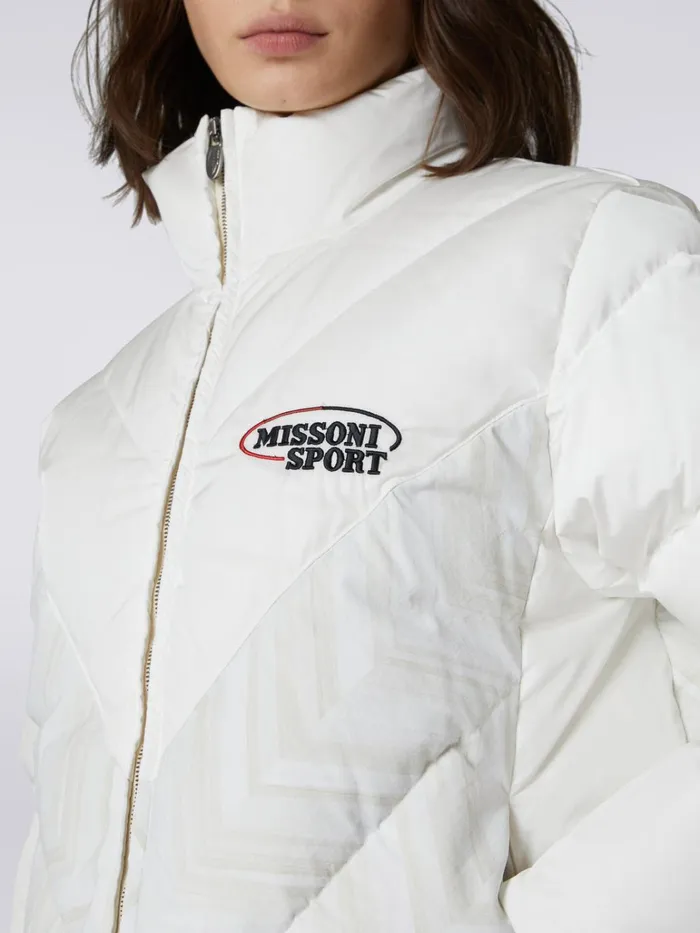 Women Quilted Jacket With Chevron Inserts And Logo White Missoni Sport Women Quilted Jacket With Chevron Inserts And Logo White Missoni Sport