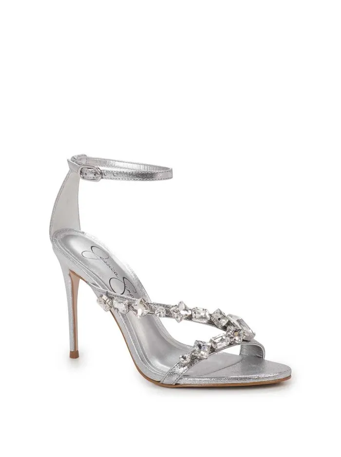 Women Raela Embellished High Heel Sandal In Silver Jessica Simpson Sandals