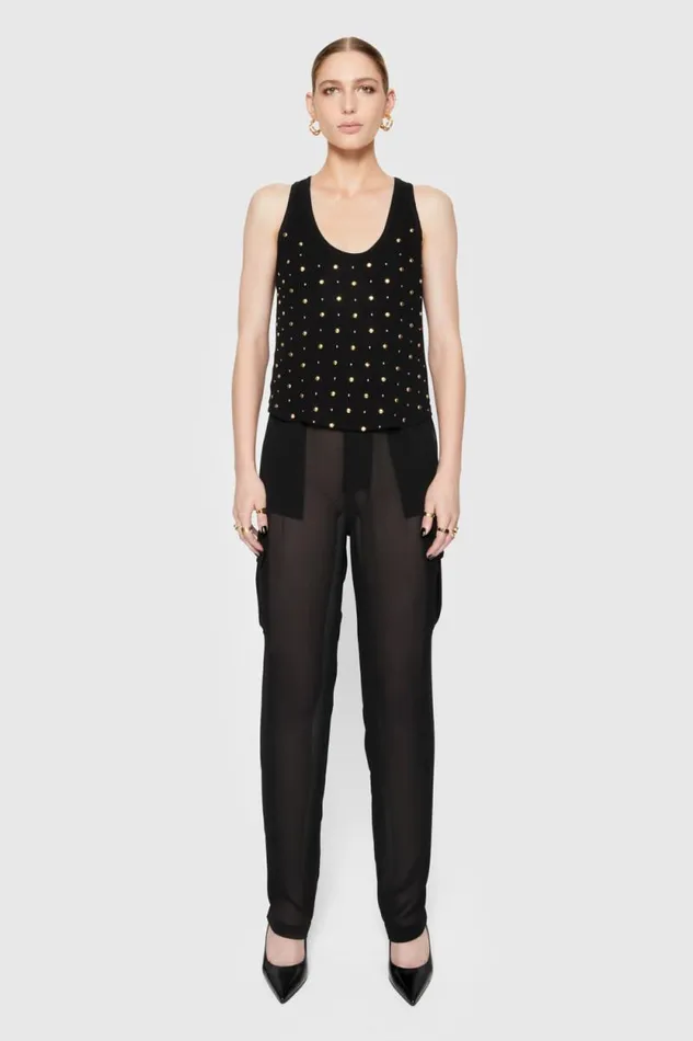 Women Rebecca Minkoff Bottoms Presley Sheer Cargo Pant True Black
