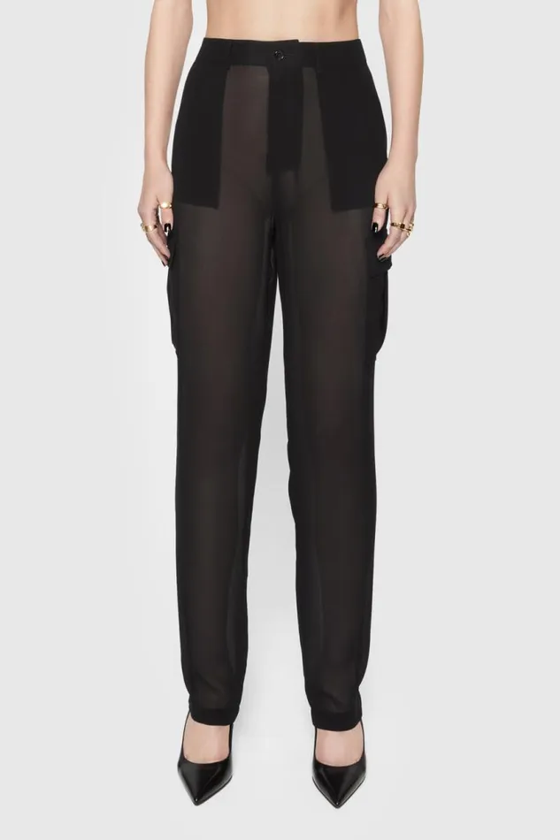 Women Rebecca Minkoff Bottoms Presley Sheer Cargo Pant True Black Women Rebecca Minkoff Bottoms Presley Sheer Cargo Pant True Black