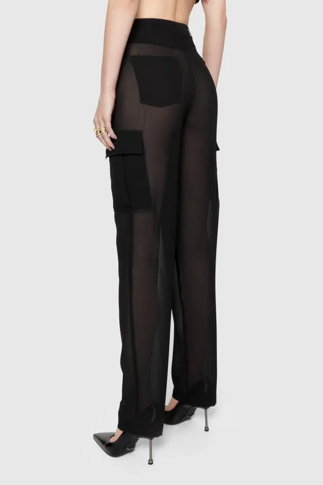 Women Rebecca Minkoff Bottoms Presley Sheer Cargo Pant True Black Women Rebecca Minkoff Bottoms Presley Sheer Cargo Pant True Black