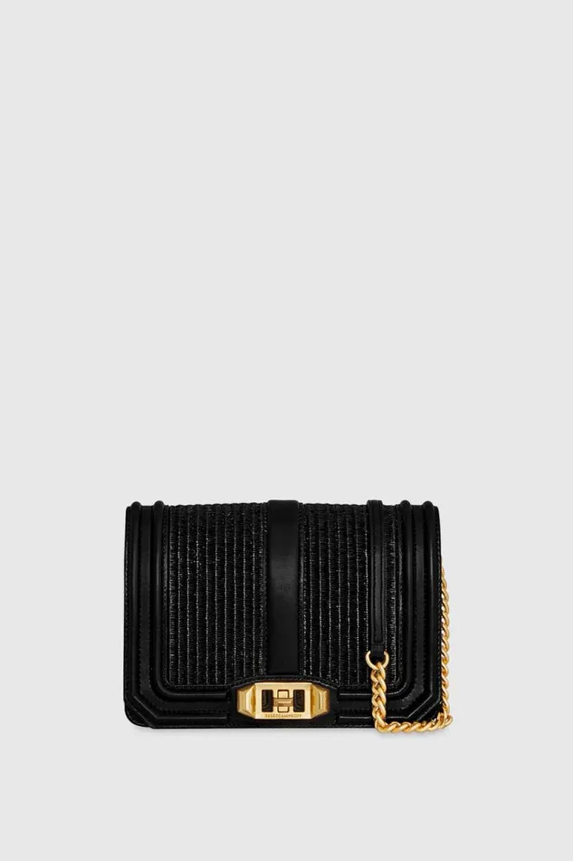 Women Rebecca Minkoff Crossbody Bags Small Love Crossbody Black Straw
