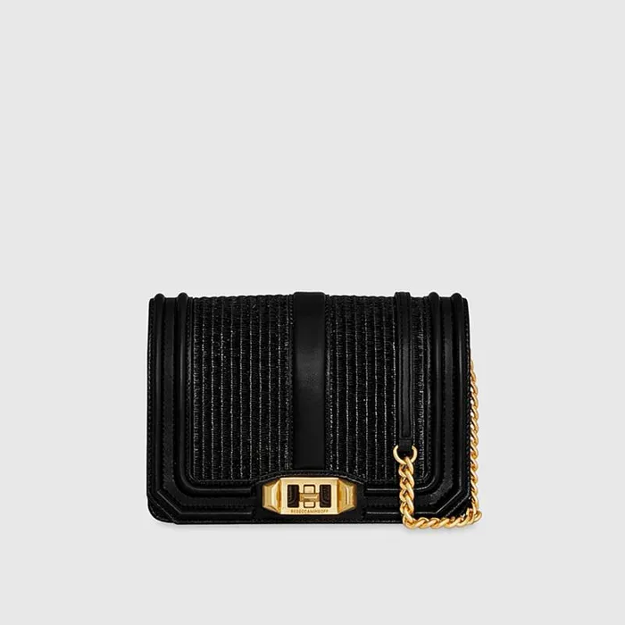 Women Rebecca Minkoff Crossbody Bags Small Love Crossbody Black Straw Women Rebecca Minkoff Crossbody Bags Small Love Crossbody Black Straw