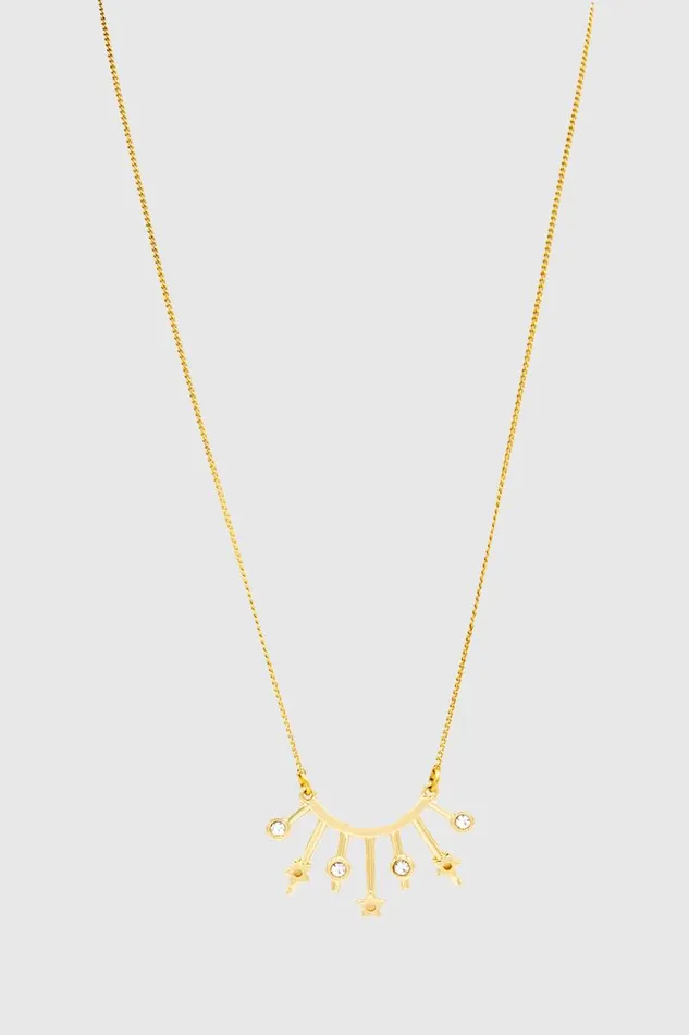 Women Rebecca Minkoff Jewelry Radial Necklace Shiny Gold