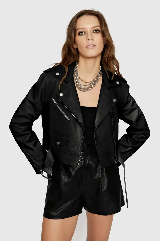 Women Rebecca Minkoff Outerwear Cropped Jett Moto Jacket Black Women Rebecca Minkoff Outerwear Cropped Jett Moto Jacket Black