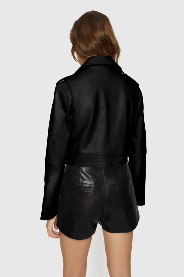 Women Rebecca Minkoff Outerwear Cropped Jett Moto Jacket Black Women Rebecca Minkoff Outerwear Cropped Jett Moto Jacket Black