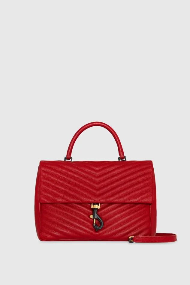 Women Rebecca Minkoff Shoulder Bags Edie Large Top Handle Shoulder Seduction Red