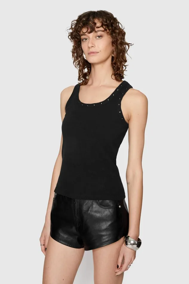 Women Rebecca Minkoff Tops Holly Studded Tank Top Black Women Rebecca Minkoff Tops Holly Studded Tank Top Black