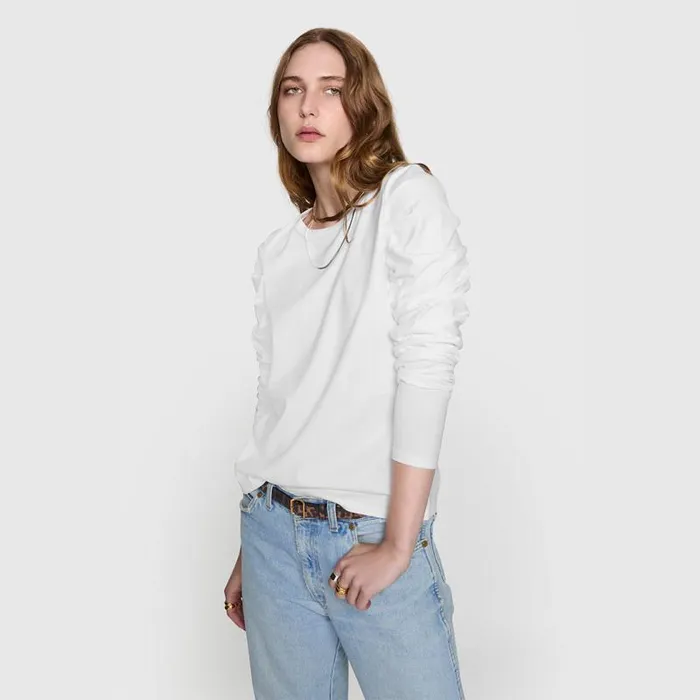 Women Rebecca Minkoff Tops Janine Long Sleeve Bright White Women Rebecca Minkoff Tops Janine Long Sleeve Bright White