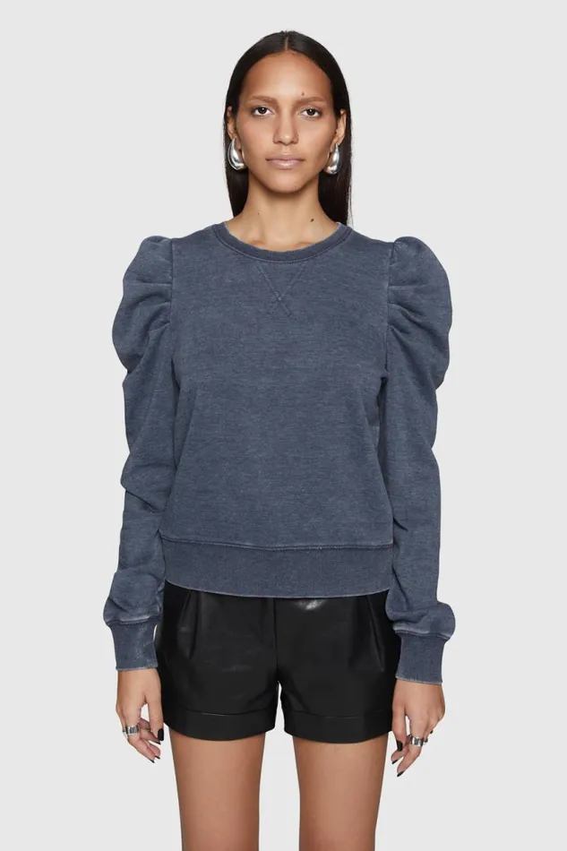 Women Rebecca Minkoff Tops Janine Sweatshirt Indigo Acid Wash