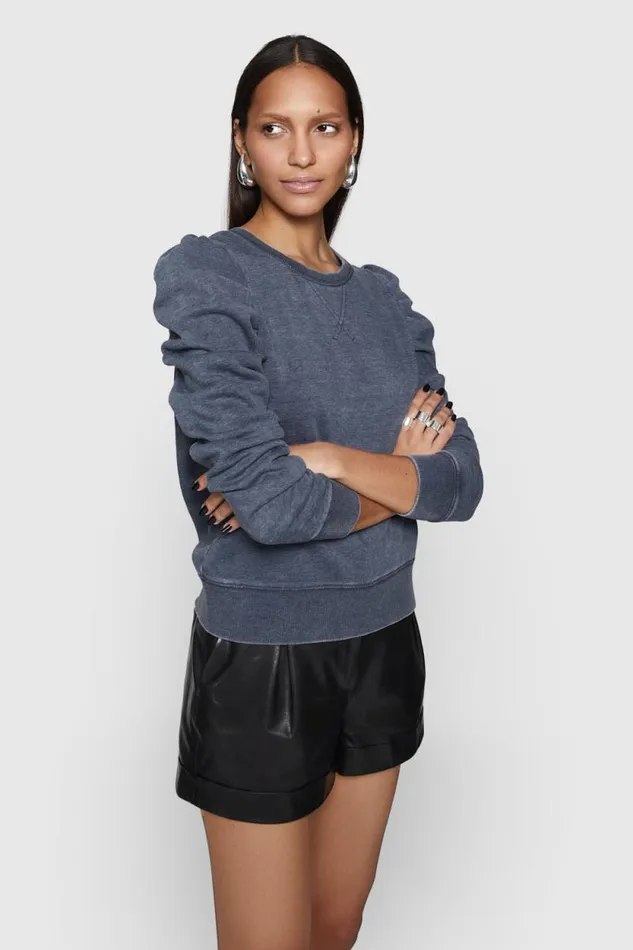 Women Rebecca Minkoff Tops Janine Sweatshirt Indigo Acid Wash Women Rebecca Minkoff Tops Janine Sweatshirt Indigo Acid Wash