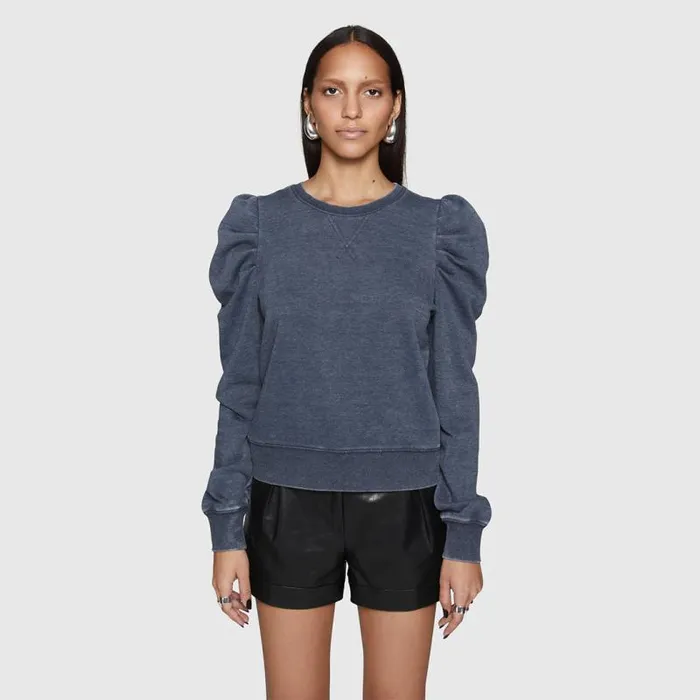 Women Rebecca Minkoff Tops Janine Sweatshirt Indigo Acid Wash Women Rebecca Minkoff Tops Janine Sweatshirt Indigo Acid Wash