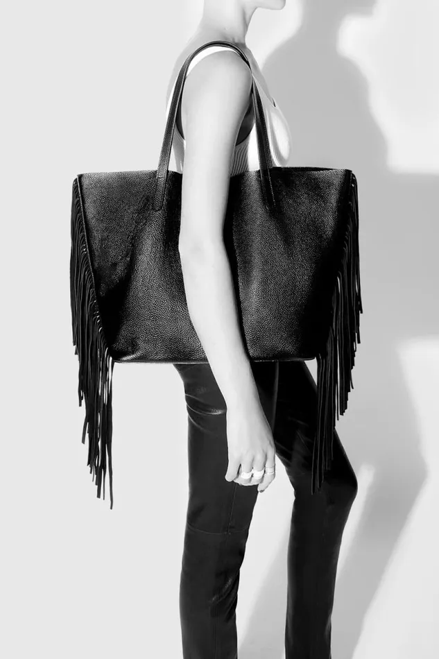 Women Rebecca Minkoff Tote Bags Fringe Tote Black Women Rebecca Minkoff Tote Bags Fringe Tote Black