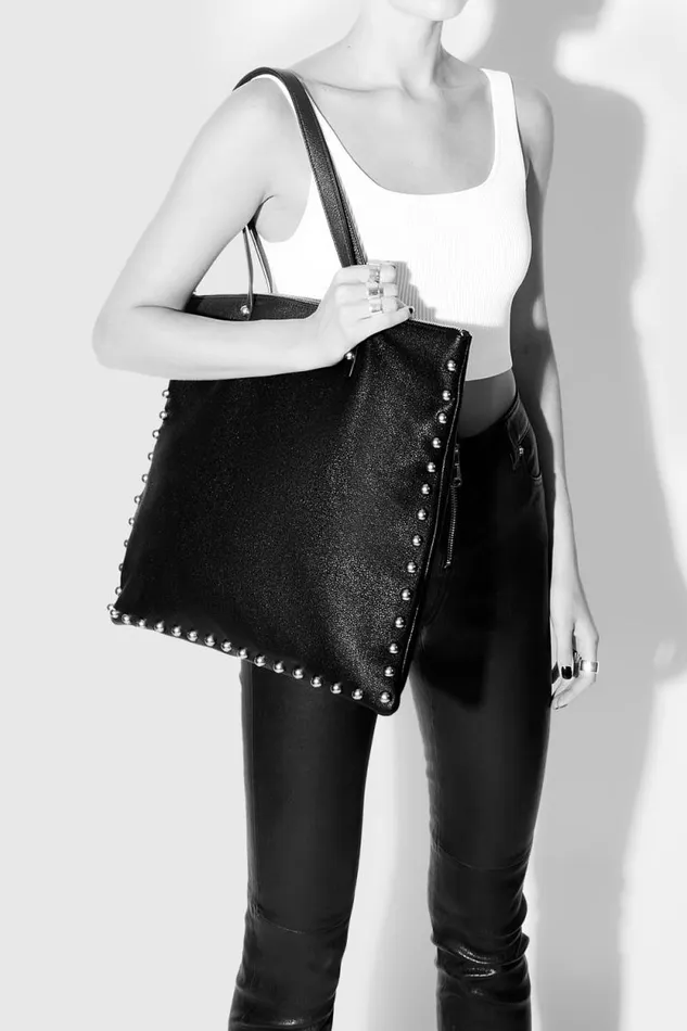 Women Rebecca Minkoff Tote Bags Milan Tote With Studs Black Women Rebecca Minkoff Tote Bags Milan Tote With Studs Black