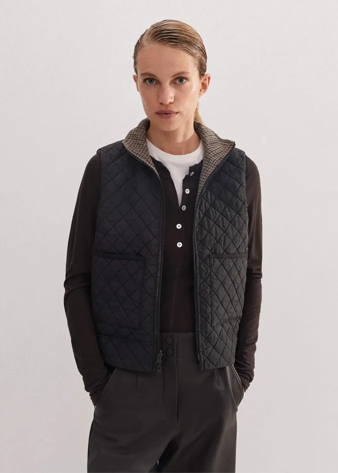 Women Reversible Check Gilet Multibeige MEEM