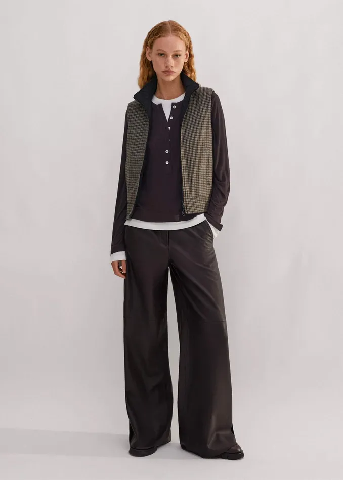 Women Reversible Check Gilet Multibeige MEEM