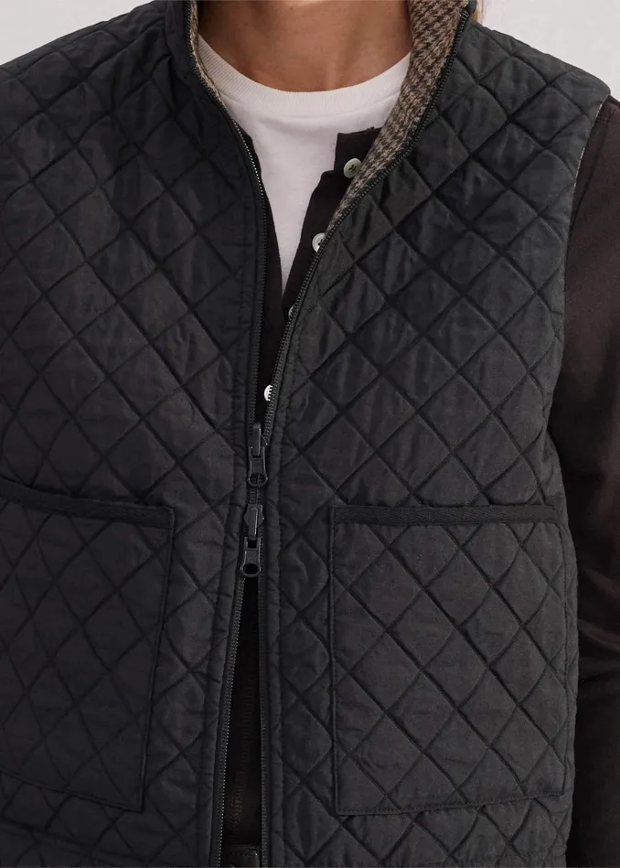 Women Reversible Check Gilet Multibeige MEEM