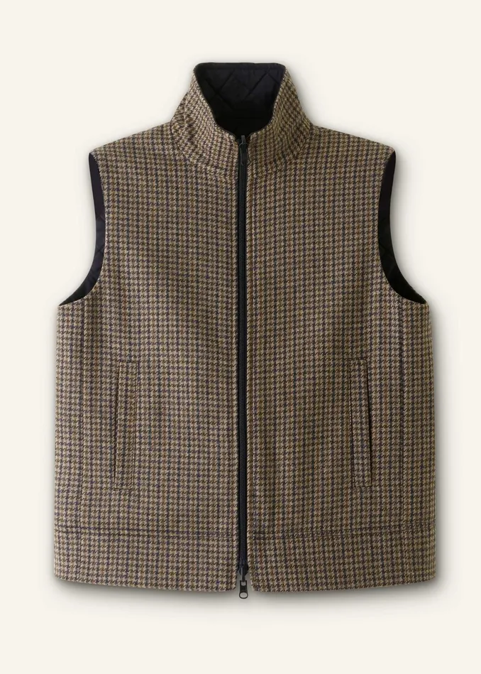 Women Reversible Check Gilet Multibeige MEEM