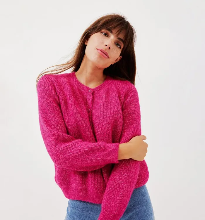 Women Ribbed Cardigan 8211 Pink Promod Jumpers And Cardigans