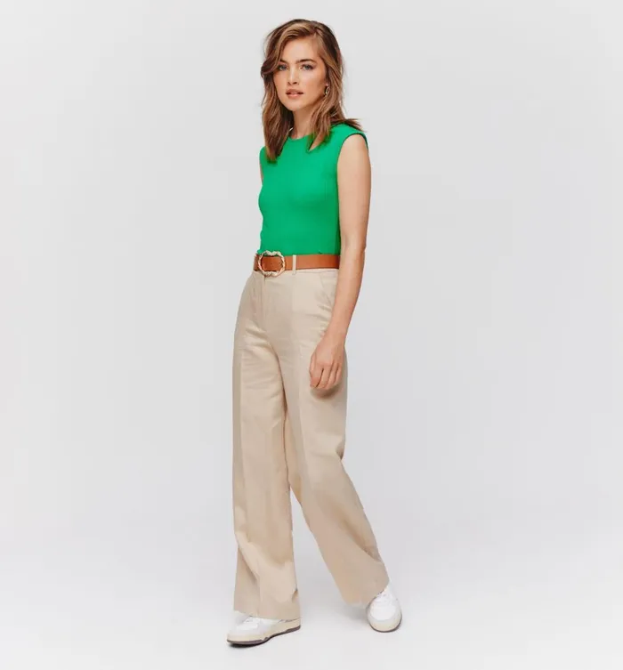 Women Ribbed Top 8211 Green Promod Tops Women Ribbed Top 8211 Green Promod Tops