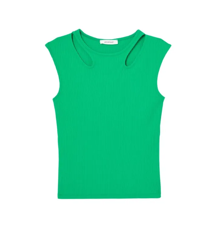Women Ribbed Top 8211 Green Promod Tops Women Ribbed Top 8211 Green Promod Tops