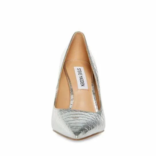 Women RIVAL SILVER CROCODILE Silver Croco Steve Madden Heels