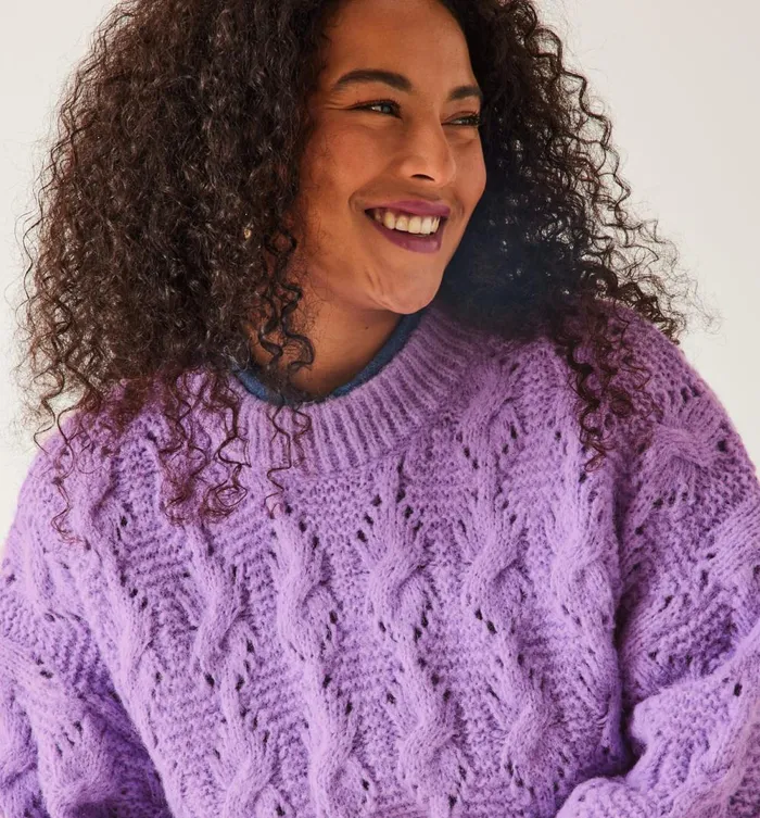 Women RoundNeck CableKnit Jumper 8211 Lilac Promod Jumpers And Cardigans Women RoundNeck CableKnit Jumper 8211 Lilac Promod Jumpers And Cardigans