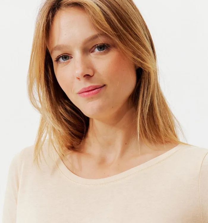Women RoundNeck Top 8211 Salmon Pink Promod Tops Women RoundNeck Top 8211 Salmon Pink Promod Tops