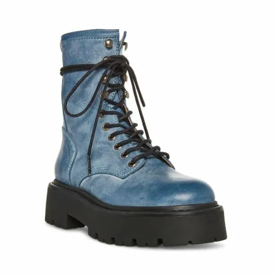 Women ROWEN BLUE LEATHER Blue Leather Steve Madden Boots and Booties Women ROWEN BLUE LEATHER Blue Leather Steve Madden Boots and Booties