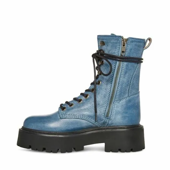 Women ROWEN BLUE LEATHER Blue Leather Steve Madden Boots and Booties Women ROWEN BLUE LEATHER Blue Leather Steve Madden Boots and Booties