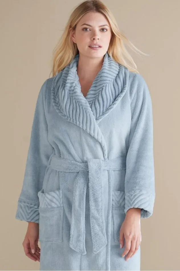 Women Royal Plush Robe Blue Fog Soft Surroundings Sleepwear and Lounge Women Royal Plush Robe Blue Fog Soft Surroundings Sleepwear and Lounge