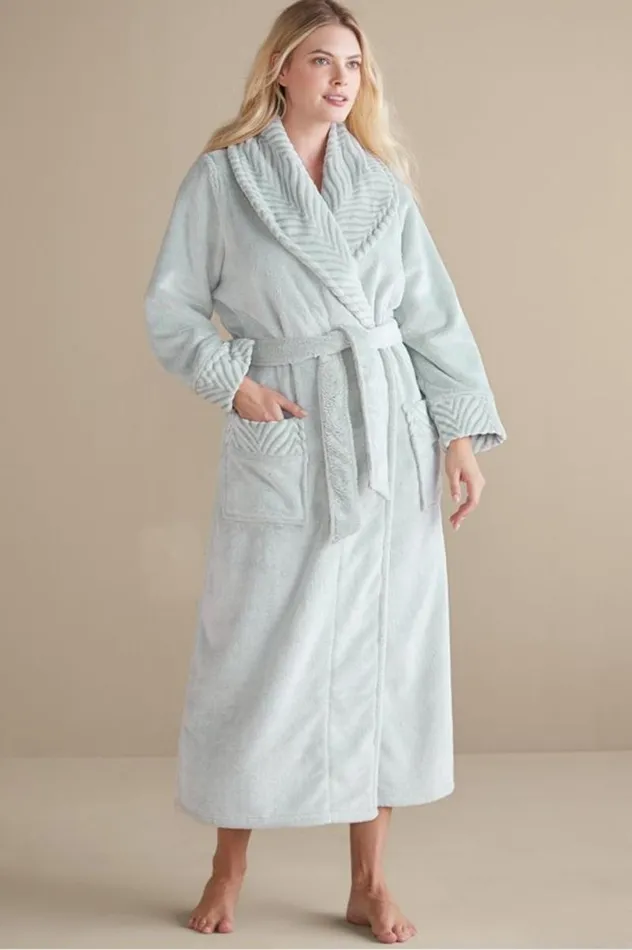 Women Royal Plush Robe Blue Fog Soft Surroundings Sleepwear and Lounge Women Royal Plush Robe Blue Fog Soft Surroundings Sleepwear and Lounge