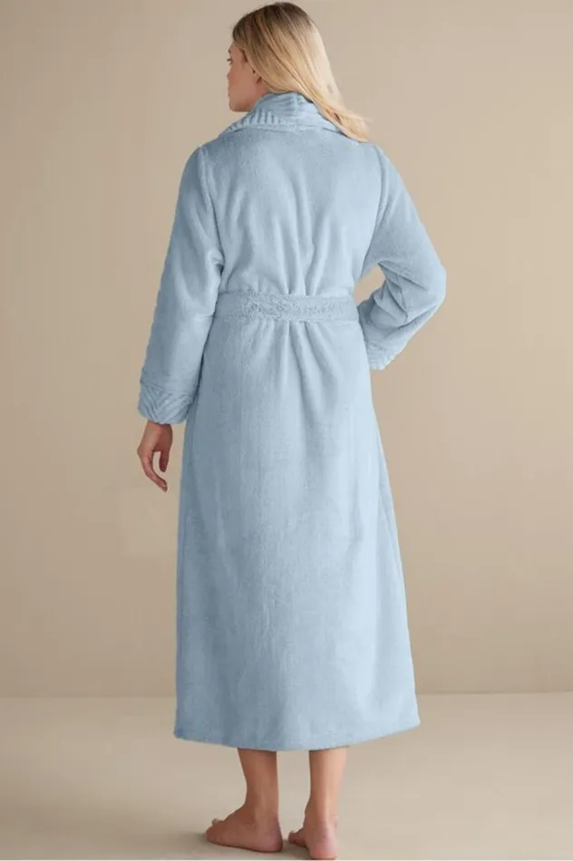 Women Royal Plush Robe Blue Fog Soft Surroundings Sleepwear and Lounge Women Royal Plush Robe Blue Fog Soft Surroundings Sleepwear and Lounge