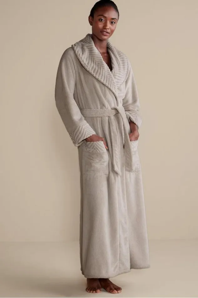 Women Royal Plush Robe Blue Fog Soft Surroundings Sleepwear and Lounge Women Royal Plush Robe Blue Fog Soft Surroundings Sleepwear and Lounge
