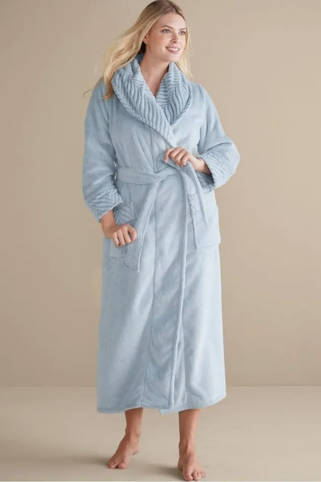 Women Royal Plush Robe Blue Fog Soft Surroundings Sleepwear and Lounge Women Royal Plush Robe Blue Fog Soft Surroundings Sleepwear and Lounge