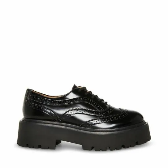 Women RUSS BLACK LEATHER Black Leather Steve Madden Loafers and Flats