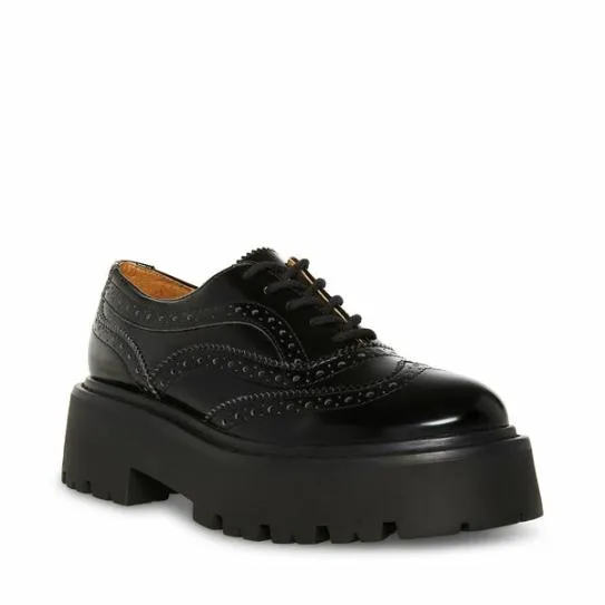 Women RUSS BLACK LEATHER Black Leather Steve Madden Loafers and Flats Women RUSS BLACK LEATHER Black Leather Steve Madden Loafers and Flats