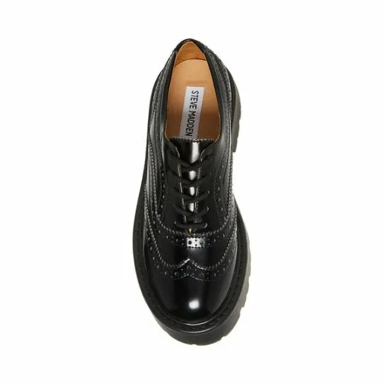 Women RUSS BLACK LEATHER Black Leather Steve Madden Loafers and Flats Women RUSS BLACK LEATHER Black Leather Steve Madden Loafers and Flats