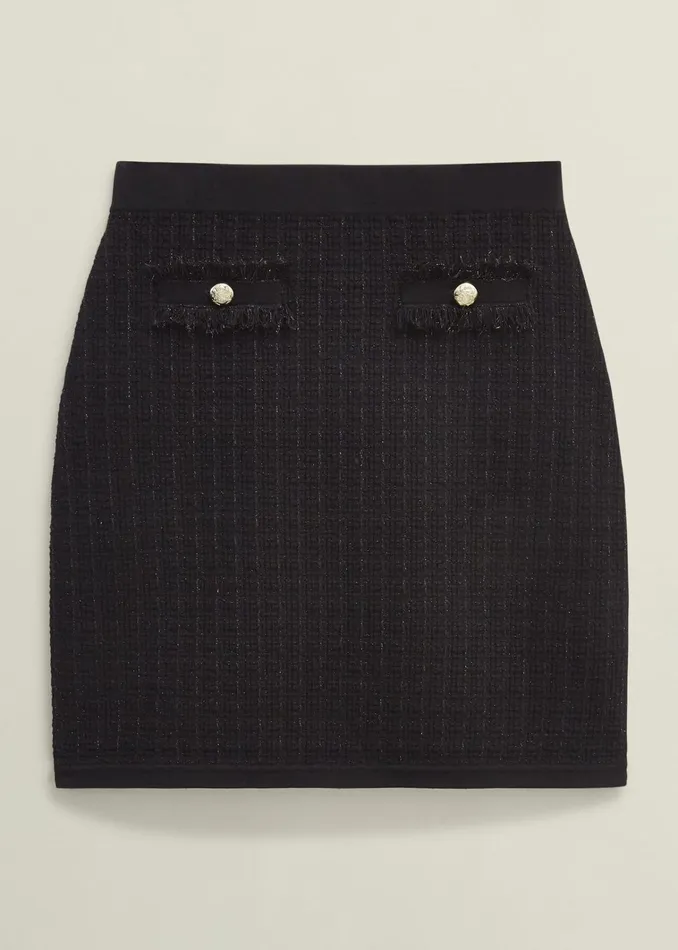 Women Sairey Sparkle Knitted Skirt Black Hobbs Skirts
