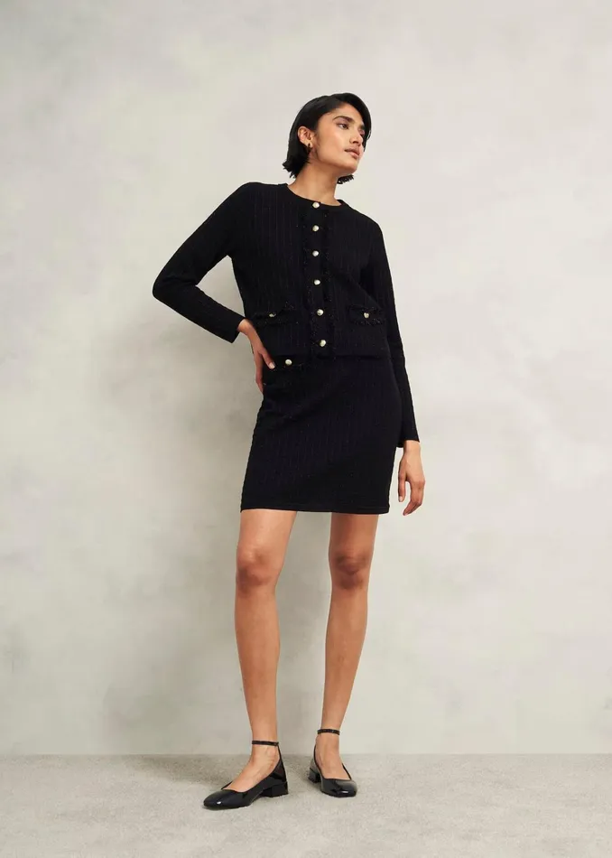 Women Sairey Sparkle Knitted Skirt Black Hobbs Skirts