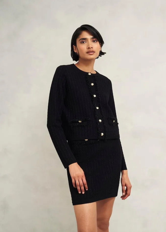 Women Sairey Sparkle Knitted Skirt Black Hobbs Skirts
